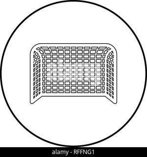 Fußball Handball Fußball tor Tor tor Konzept score Symbol schwarz Farbe Umrisse Vektor I Stil einfach Bild im Kreis Runde Stock Vektor