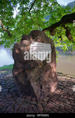 Weserstein am Zusammenfluss von Fulda und Werra, Hannoversch Muenden, Niedersachsen, Deutschland Stockfoto