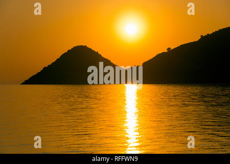 Sonnenuntergang, Strand von Sagiaga, Griechenland Stockfoto