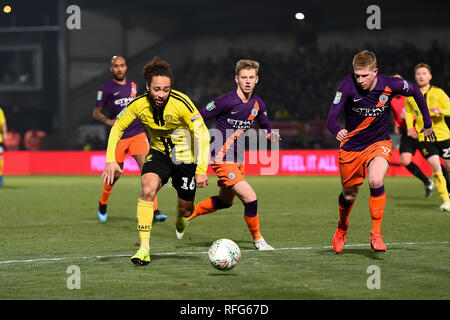 BURTON-on-Trent, Großbritannien, 23. Januar. Burton Albion Mittelfeldspieler Marcus Kabelbaum (16), die in Aktion während der carabao Pokalspiel zwischen dem Burton Albion und Manchester City an der Pirelli Stadium, Burton upon Trent am Mittwoch, 23. Januar 2019. (Credit: MI Nachrichten & Sport) Stockfoto