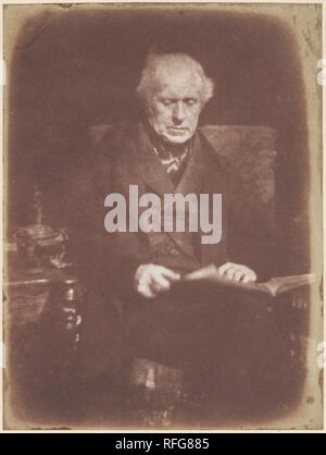 Sir David Brewster. Artist: David Octavius Hill (Britisch, Perth, Schottland 1802-1870 Edinburgh, Schottland); Robert Adamson (Britisch, St. Andrews, Schottland 1821-1848 St. Andrews, Schottland). Abmessungen: 20,2 x 15,1 cm (7 15/16 x 5 15/16 in. ). Person im Foto: Sir David Brewster (Briten, Jedburgh, Schottland 1781-1868 Melrose). Fotografie Studio: Hill und Adamson (British, 1843-1848) aktiv. Datum: Ca. 1844. Ein bedeutender Physiker an der St. Andrews University in Schottland, Sir David Brewster wurde unter wissenschaftlichen Korrespondenten von Talbot und einer der ersten, der Berichte und Muster der neuen empfangen Stockfoto