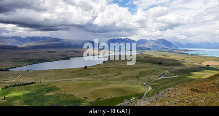 Tekapo See Blick vom Mt John Sternwarte, Canterbury, Neuseeland, Südinsel, Neuseeland Stockfoto