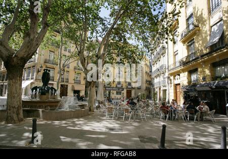 ESP, Spanien, Valencia: Altstadt, Brunnen und Cafe Stockfoto