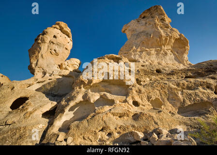 Ausgewaschene Felsen bei drei Deich Hügelbereich im Bofecillos Gebirge, Chihuahua-Wüste, im Big Bend Ranch State Park, Texas, USA Stockfoto