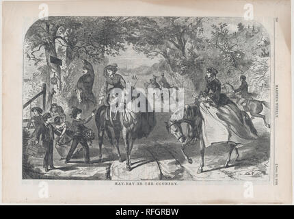 May-Day im Land (Harper's Weekly, Vol. III). Artist: Winslow Homer (Amerikanische, Boston, Massachusetts 1836-1910 Prouts Hals, Maine). Abmessungen: Bild: 9 1/8 x 13 3/4 in. (23,2 x 34,9 cm) Blatt: 11 9/16 x 16 1/8 in. (29,3 x 41 cm). Datum: 30.April 1859. Museum: Metropolitan Museum of Art, New York, USA. Stockfoto