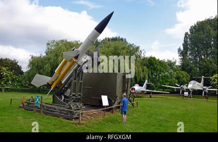 Bristol Bloodhound MK1 ist eine britische Flarak 1958 entwickelt. Bei Norfolk und Suffolk Aviation Museum, Flixton, Suffolk, Großbritannien gesehen Stockfoto