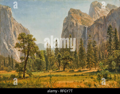 Bridal Veil Falls Yosemite Valley, Kalifornien. Datum/Zeitraum: 1871-01 -01/1873 -12-31. Malerei. Öl auf Papier auf Leinwand montiert. Breite: 66 cm. Höhe: 48,3 cm. Autor: Albert Bierstadt. Stockfoto