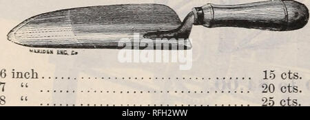 . Illustrierte Beschreibender Katalog der Garten, Feld und Blumensamen: landwirtschaftliche und gartenbauliche implementiert, Düngemittel, etc.. Baumschulen Maine Portland Kataloge; Blumen Samen Kataloge; Pflanzen, Zierpflanzen, Gemüse Samen Kataloge Kataloge; Gartengeräte und Zubehör Kataloge. EXCELSIOR WEEDER. Das einzige Instrument, um bei den kleinen und zarten Pflanzen genutzt werden können. Dieses Instrument wird auch zwischen den Zeilen der Sämlinge unter Orna-geistigen Anlagen, oder überall dort, wo Freiheit von Unkraut gewünscht wird. Es entfernt die Unkräuter mit weit größerer Schnelligkeit als in den üblichen Mann Stockfoto