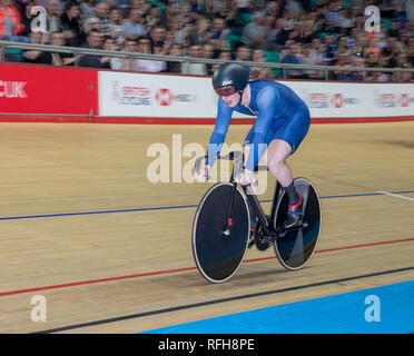 Manchester Velodrome, Manchester, UK. 25 Jan, 2019. HSBC UK National Track Meisterschaften; Männer Team Sprint, Team Nord West Jason Kenny in der letzten Runde von seinem Halbfinale, die Sie mit Kreditkarte: Aktion plus Sport/Alamy Live News win Stockfoto