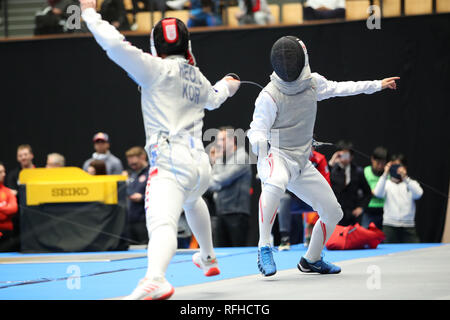 Minato City Sports Center, Tokyo, Japan. 26 Jan, 2019. ? Kazuki Yamaguchi Tomomitsu (JPN), 26. Januar 2019 - Fechten: FIE Fechten Wm Prinz Takamado Trophy Tokio 2019 Herren Florett Einzel Wettbewerb auf Minato City Sports Center, Tokyo, Japan. Credit: YUTAKA/LBA SPORT/Alamy leben Nachrichten Stockfoto