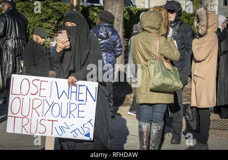 Washington, USA. 25 Jan, 2019. Marziyeh Hashemi (Melanie Franklin) sprach mit einer Gruppe von seinen Anhängern in Washington, nachdem aus dem Gefängnis Mittwoch, Jan 23, 2019 freigegeben werden. Hashemi war vor zwei Wochen in der Zeit Ihrer Ankunft in den Vereinigten Staaten verhaftet. Marzieh Hashemi, 59, war in St. Louis Lambert International Airport am Sonntag, Jan, 13 verhaftet. Marzieh Hashemi ist ein American-Iranian Journalistin und Fernsehmoderatorin. Credit: ZUMA Press, Inc./Alamy leben Nachrichten Stockfoto