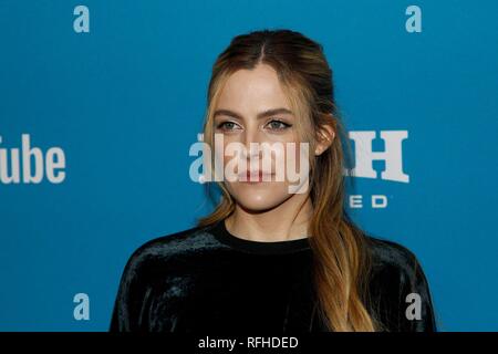 Park City, UT, USA. 25 Jan, 2019. Riley Keough in der Ankunftshalle für DIE LODGE Premiere auf dem Sundance Film Festival 2019, Library Center Theater Park, Park City, UT 25. Januar 2019. Credit: JA/Everett Collection/Alamy leben Nachrichten Stockfoto