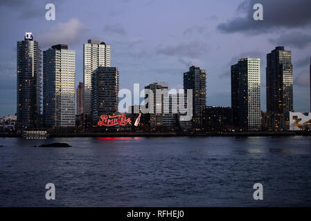 New York City, USA. 24 Jan, 2019. Wolkenkratzer stehen auf dem East River gegenüber von Manhattan in New York (USA). Quelle: Bernd von Jutrczenka/dpa/Alamy leben Nachrichten Stockfoto