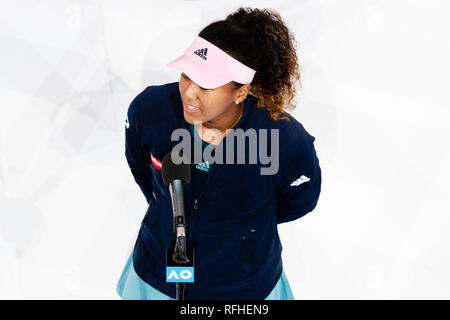 Melbourne, Australien. 26 Jan, 2019. Naomi Osaka aus Japan gewann den Titel der Frauen bei den Australian Open 2019 Grand Slam Tennis Turnier in Melbourne, Australien, und wurde der neue weltweit die Nummer Eins. Frank Molter/Alamy leben Nachrichten Stockfoto