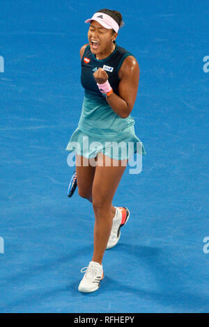 Melbourne, Australien. 26 Jan, 2019. Naomi Osaka aus Japan gewann den Titel der Frauen bei den Australian Open 2019 Grand Slam Tennis Turnier in Melbourne, Australien, und wurde der neue weltweit die Nummer Eins. Frank Molter/Alamy leben Nachrichten Stockfoto