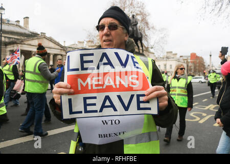 London, Großbritannien. 26. Januar 2019. Gelbe weste Pro Brexit Demonstranten marschierten vom Trafalgar Square Sperrung des Verkehrs, wie sie Parliament Square in einem angespannten Standplatz aus mit der Polizei Credit erreichen: Amer ghazzal/Alamy leben Nachrichten Stockfoto