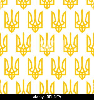 Nahtlose Muster der Gold trident Wappen der Ukraine Stock Vektor