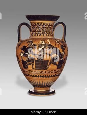 Dachgeschoss Black-Figure Hals Amphora - Achilles und Ajax spielen ein Brettspiel von Athena. Stockfoto