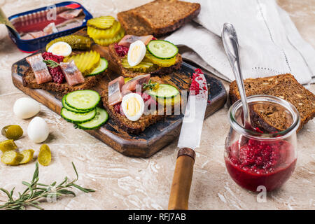 Niederländische sandwich smorrebrod Stockfoto