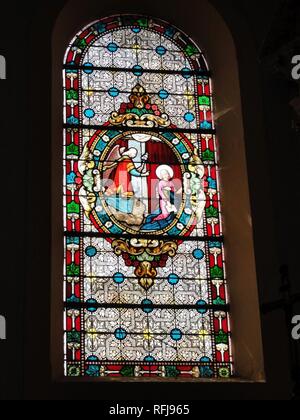 Aulnois sous Vertuzey (Meuse) Église Saint-Sébastien vitrail 03. Stockfoto