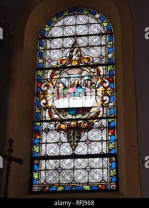 Aulnois sous Vertuzey (Meuse) Église Saint-Sébastien vitrail 04. Stockfoto