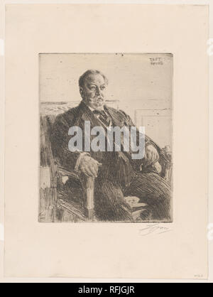 Präsident William Howard Taft. Artist: Anders Zorn (Schwedisch, Mora Mora 1860-1920). Abmessungen: Platte: 9 3/4 x 7 13/16 in. (24,8 × 19,8 cm) Blatt: 15 3/4 x 11 13/16-in. (40 × 30 cm). Sitter: William Howard Taft (Amerikanische, Cincinnati, Ohio 1857-1930 Washington, D.C.). Datum: 1911. Museum: Metropolitan Museum of Art, New York, USA. Stockfoto