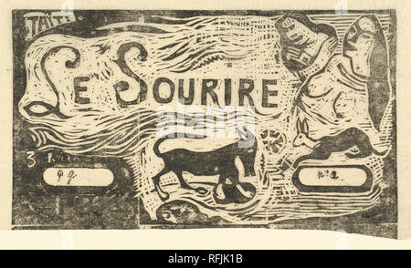 Titel Seite für 'Le Sourire" (Titre du Sourire). Vom: im oder nach dem Jahr 1895. Medium: Holzschnitt auf Japanpapier. Museum: Nationalgalerie, Washington DC. Autor: Paul Gauguin. Stockfoto