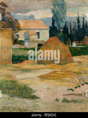 La Meule, Umgebung d'Arles; ou Ferme à Arles/Landschaft in der Nähe von Arles. Datum/Zeit: 1888. Ölgemälde. Öl auf Leinwand. Autor: Paul Gauguin. Stockfoto