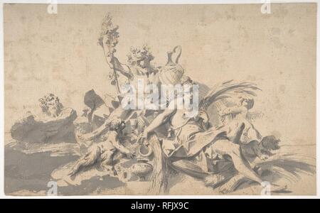 Bacchus und Ceres im Beisein von Putten und eine Marine Gottheit MET DP 809801. Stockfoto