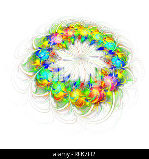 Abstrakte farbige Blume auf weißem Hintergrund. 3d-Fraktale bunte Blume Stockfoto