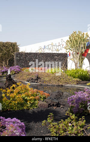 Die Gärten von Cesar Manrique Foundation, wo der Künstler lebte nun eine Kunstgalerie, Taro de Tahiche, Kanaren, Lanzarote Stockfoto