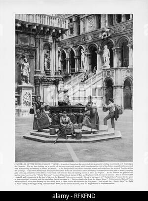 Innenhof des herzoglichen Palast, Venedig, Italien, antiken italienischen Foto, 1893 Stockfoto