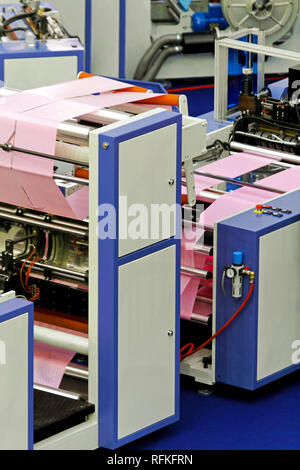 Maschine für die Kunststoff- und PE-Säcke Produktion Stockfoto