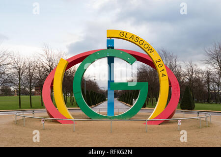 Glasgow 2014 Commonwealth Games logo Skulptur in Glasgow Green, Glasgow, Schottland, Großbritannien Stockfoto