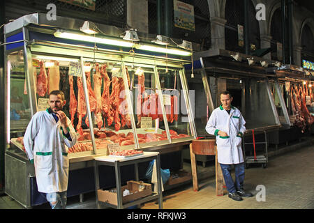 Fleisch-Markt in der Innenstadt von Athen, Griechenland Stockfoto