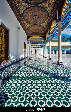 Schöne Inneneinrichtung und Architektur des Bahia Palace, Marrakesch/Marrakesch, Marokko Stockfoto