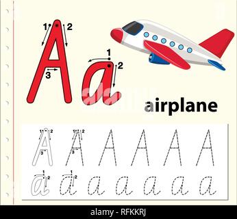 Brief eine Ablaufverfolgung Abbildung alphabet Arbeitsblätter Stock Vektor