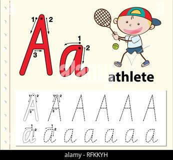 Brief eine Ablaufverfolgung Abbildung alphabet Arbeitsblätter Stock Vektor