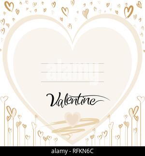 Happy Valentine liebe Grußkartenvorlage mit Kalligrafischen Text, Herzform Hand zeichnen auf weißem Hintergrund, Vector Illustration Stock Vektor