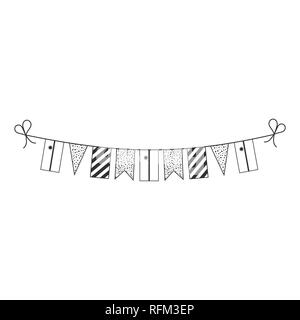 Dekorationen bunting Flags für Nauru nationalen Tag Urlaub in schwarzer Umriss flache Bauform. Tag der Unabhängigkeit oder der nationalen Feiertag Konzept. Stock Vektor