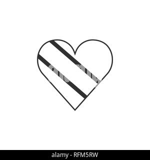 Trinidad und Tobago Flagge Symbol in Form eines Herzens in schwarzer Umriss flache Bauform. Tag der Unabhängigkeit oder der nationalen Feiertag Konzept. Stock Vektor