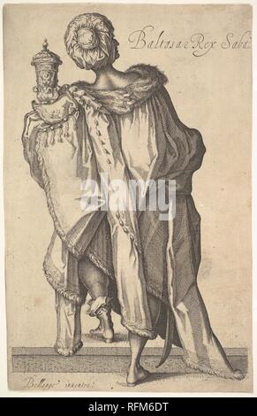 Balthasar, nach der Abbildung in "die Anbetung der Heiligen Drei Könige' von Jacques Bellange MET DP 829677. Stockfoto