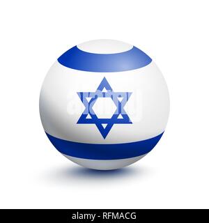 Flagge Israel in der Form einer Kugel auf einem weißen Hintergrund. Vector Illustration Stock Vektor