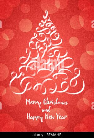Weihnachtsbaum in der Form von Bändern. Vector Illustration auf Rot Stock Vektor