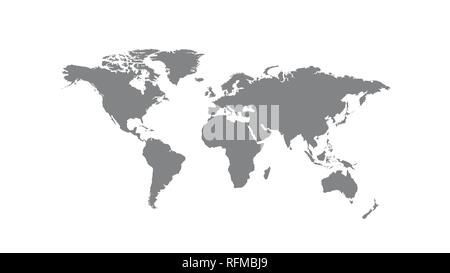 Graue Welt Karte oder globale Kartographie Vector Illustration Stock Vektor