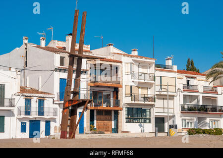 Maritime Nachbarschaft, Promenade, Strand, Sant Salvador, El Vendrell, Coma-ruga, Costa Dorada, Katalonien, Spanien Stockfoto