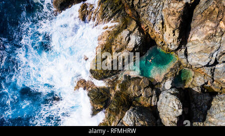 Piscines Naturelles, natürlichen Pool, Grand Fond, sehr Nordostecke von Saint Barthélemy oder St Barths oder St Barts, Karibik Stockfoto