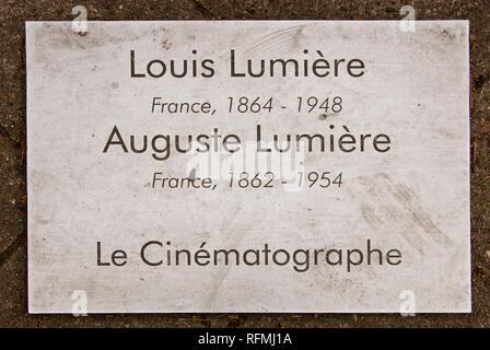 Celebrity Plakette im Museum Louis Lumiere Lyon Stockfoto