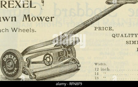. Illustriert und Beschreibender Katalog der Garten, Feld und Blumensamen: landwirtschaftliche und gartenbauliche implementiert, Düngemittel, etc.. Blumen Samen Kataloge; Pflanzen, Zierpflanzen, Gemüse Samen Kataloge Kataloge; Gartengeräte und Zubehör Kataloge; kommerzielle Kataloge Maine Portland. Pferd Rasenmäher. Mit dem Sitz, kann der Fahrer die Fahrt, die Erhöhung der rollenden Pow-er; mit Wellen das Pferd lenkt die Maschine entweder in die Vorwärts- oder Rückwärtsbewegung, und mit der Seite Entwurf einer Anlage, das Pferd geht auf das geschnittene Gras. Ohne Seat&amp; Wellen 30. $ 70 00"""" 35&q Stockfoto