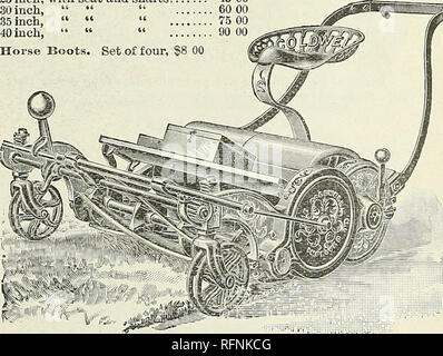. Katalog der Samen und gärtnerischen Verbrauchsmaterialien: Gemüse, Blumen, Blumenzwiebeln, Pflanzen. Gemüse Samen Samen Kataloge Kataloge; Blumen; Gartengeräte und Zubehör Kataloge; kommerzielle Kataloge New York (State) New York; Gemüse; Blumen; Gartenbau; kommerzielle Kataloge. Hohe RAD RASENMÄHER. Das wichtigste Merkmal dieser Maschine ist, dass das untere Messer-Bar ist an den Seiten befestigt, so dass der Rahmen perfekt starren, während durch ein neues Patent Aufhänger die rotierende Schneidevorrichtung nach unten Messer eingestellt ist. Dies ist die Umkehrung der Anpassung in allen anderen Mähern. Wenn die Messer sind Eige n tum vor Stockfoto